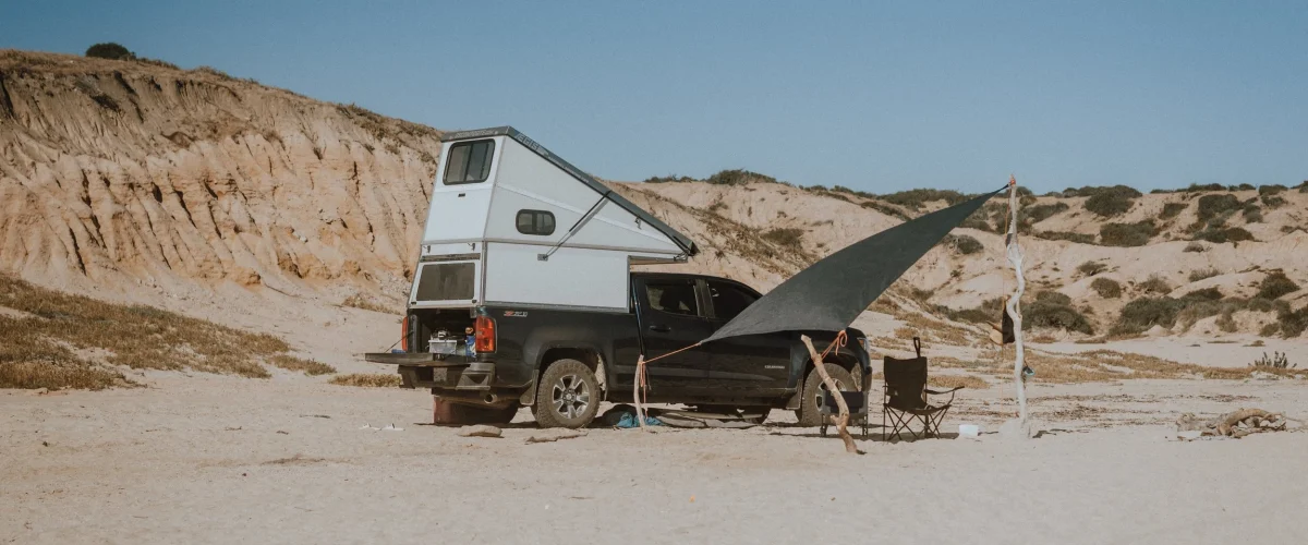 film open sand camp setup